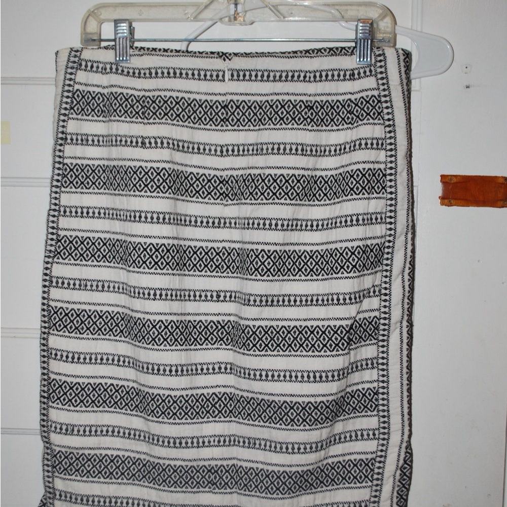 LOFT Black and White Knee-Length Pencil Skirt